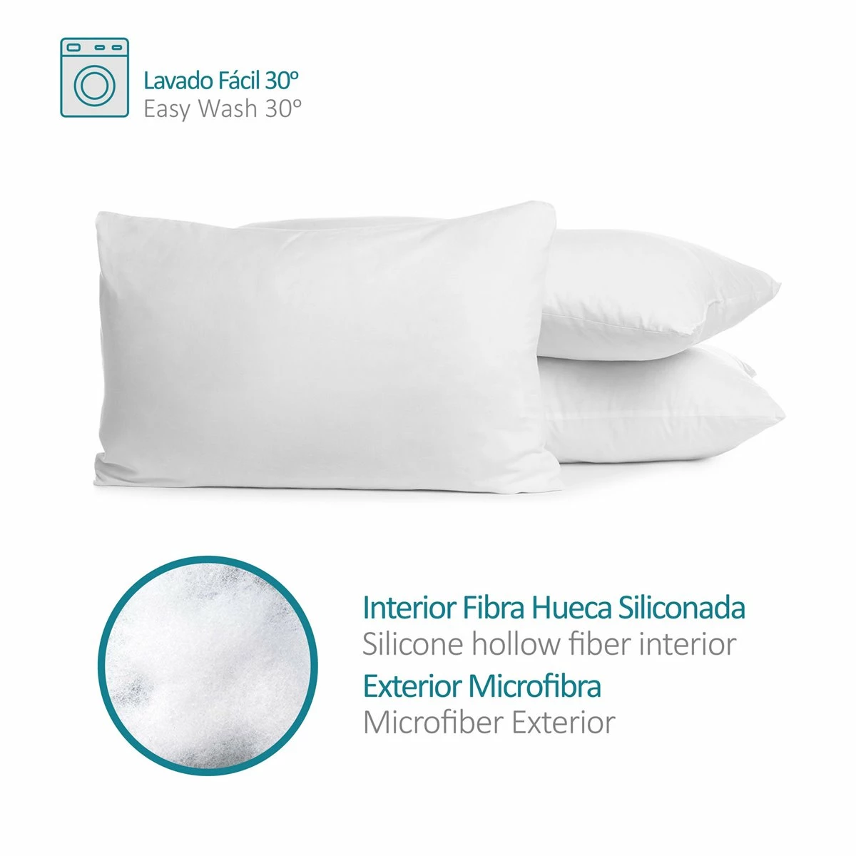 Vipalia Almohada Comoda Transpirable. Exterior Microfibra. Interior Fibra Hueca Siliconada. Lavable. Firmeza Media. Confortable Y Adaptable Al Cuello. Calidad 6 Vipalia Almohada Comoda Transpirable. Exterior Microfibra. Interior Fibra Hueca Siliconada. Lavable. Firmeza Media. Confortable Y Adaptable Al Cuello. Calidad - Imagen 4