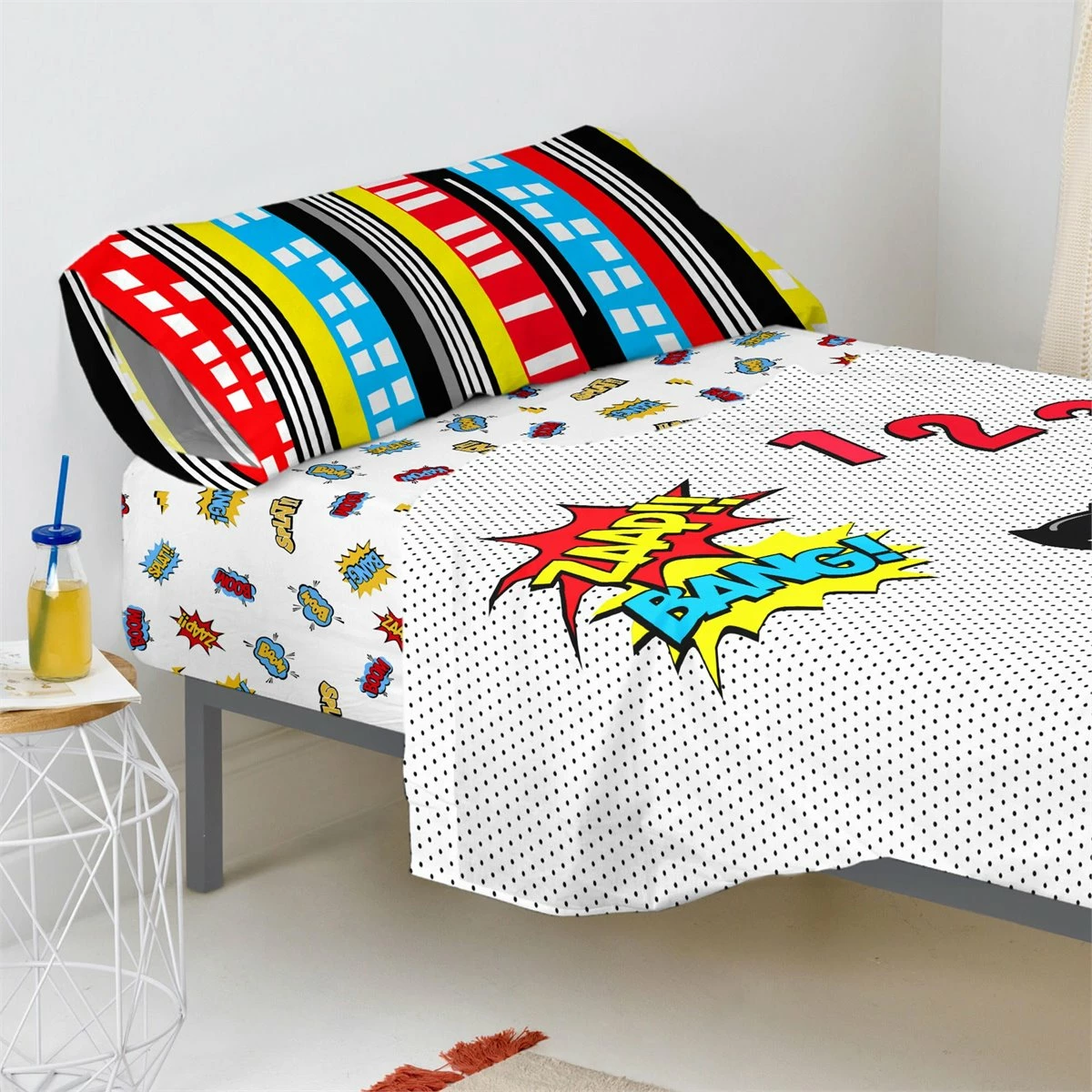 Bat Juego De Sábana Cama 80/90 (160x270 Cm) Multicolor 3 Bat Juego De Sábana Cama 80/90 (160x270 Cm) Multicolor
