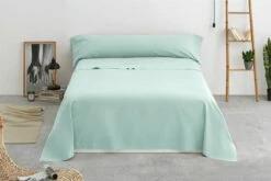 Vipalia - Juego De Sábanas Lisas 3 Piezas 50% Algodón - 50% Poliester. Modelo Rainbow Cama 135 Cm, Color Verde Agua -CONFORAMA Ventas 39efa77458fcca73e088a70d3eb7be67bd330d26 517462ef04724cc195f4c35a636db6fd