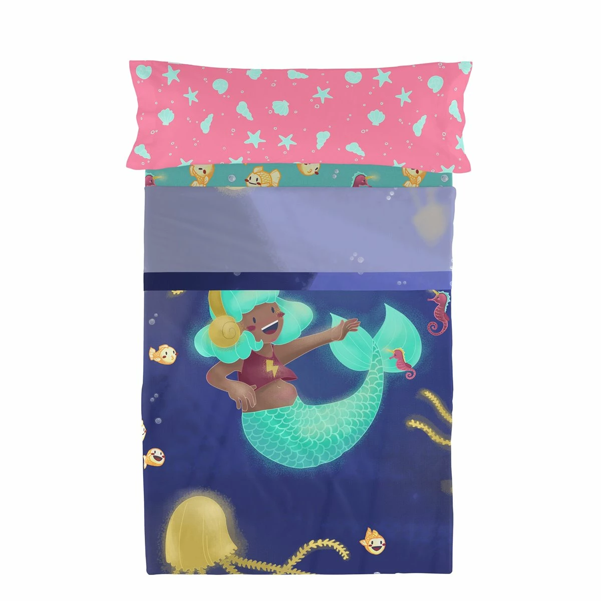Happy Mermaid Juego De Sábana Cama 80/90 (160x270 Cm) Multicolor 8 Happy Mermaid Juego De Sábana Cama 80/90 (160x270 Cm) Multicolor - Imagen 6
