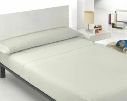Acomoda Textil – Juego De Sábanas Lisas De Verano. (Beige, Cama 90 Cm)