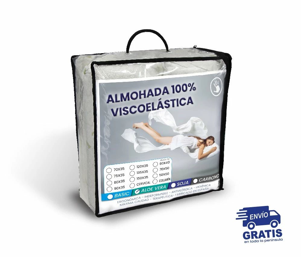 Conjunto De 2 Almohadas Visco Aloe Vera De SonnoMattress 90x35 5 Conjunto De 2 Almohadas Visco Aloe Vera De SonnoMattress 90x35 - Imagen 3