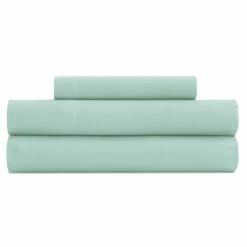 Vipalia - Juego De Sábanas Lisas 3 Piezas 50% Algodón - 50% Poliester. Modelo Rainbow Cama 135 Cm, Color Verde Agua