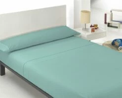 Acomoda Textil – Juego De Sábanas Lisas De Verano. (Agua Marina, Cama 90 Cm)