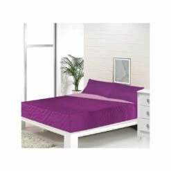 Acomoda Textil - Colcha Bouti Reversible Termosellada + Funda De Cojín 50x70 Cm Para Dormitorio. Cubrecama, Ligero, Versátil E Ideal Para Cualquier Época Del Año. (Fucsia, Cama 90 Cm)
