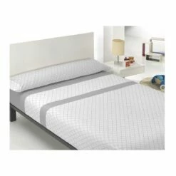 Acomoda Textil – Juego Sábanas Estampadas De Verano. (Rombos Gris, Cama 90 Cm)