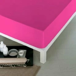 Sábana Bajera Ajustable Naturals Fucsia Cama De 90 (90 X 190 Cm)