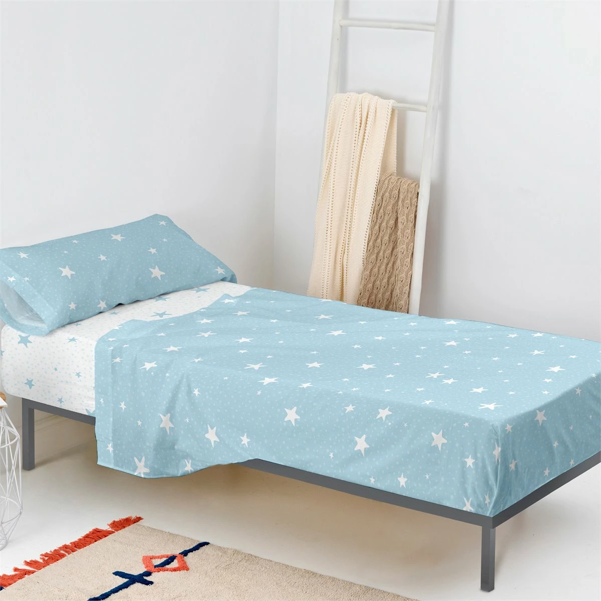 Little Star Blue Juego De Sábana Cama 80/90 (160x270 Cm) Azul 4 Little Star Blue Juego De Sábana Cama 80/90 (160x270 Cm) Azul - Imagen 2