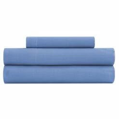 Vipalia - Juego De Sábanas Lisas 3 Piezas 50% Algodón - 50% Poliester. Modelo Rainbow Cama 150 Cm, Color Azul