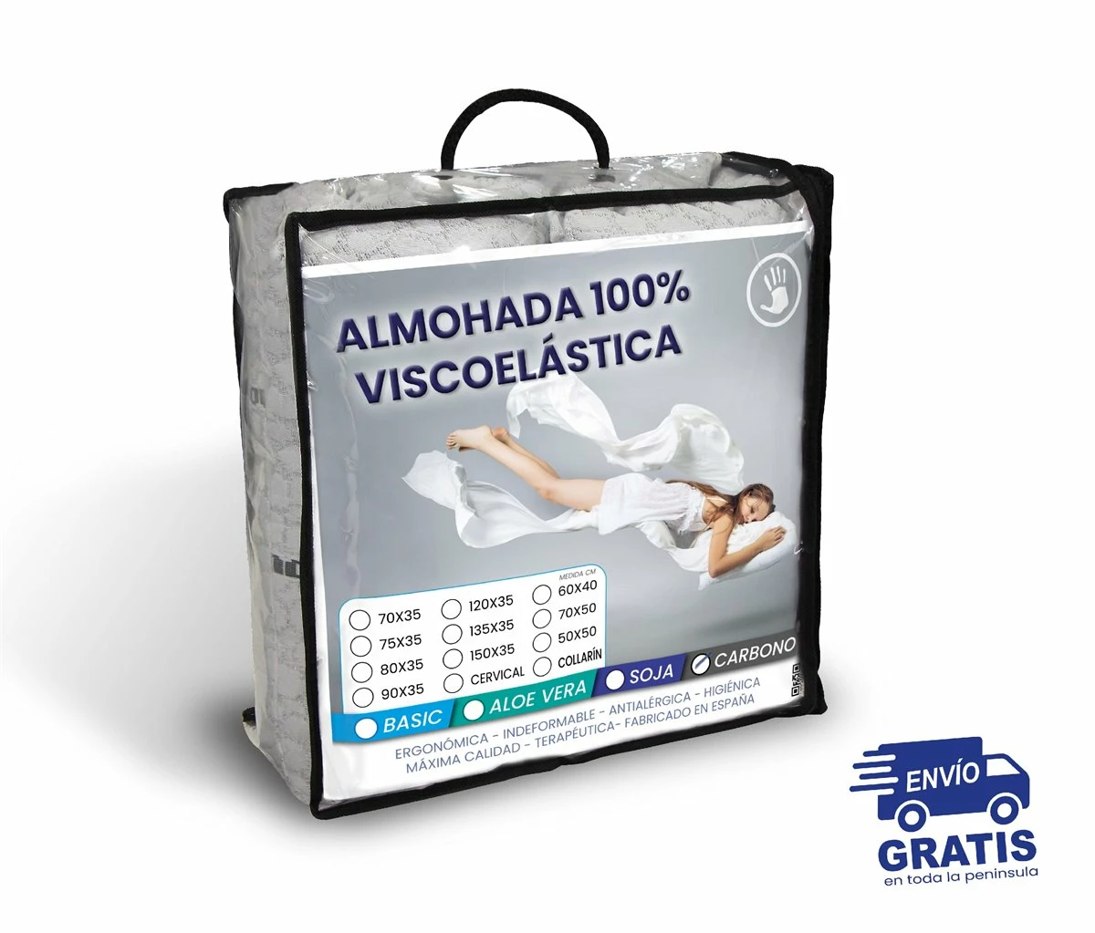 Conjunto De 2 Almohadas Visco Carbono De SonnoMattress 70x35 4 Conjunto De 2 Almohadas Visco Carbono De SonnoMattress 70x35 - Imagen 2