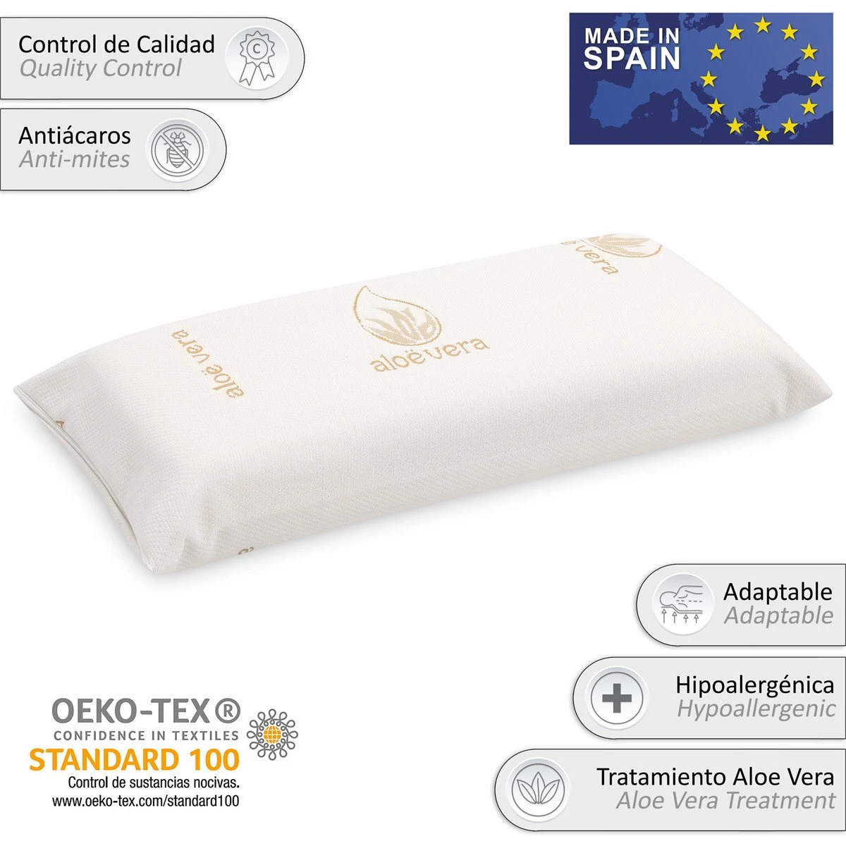 Vipalia Pack 2 Almohadas Viscoelasticas Compactas. Comodas Transpirables. Exterior Tejido 3D. Con Cremallera. Lavables. Firmeza Media. Confortables Y Adaptables. Calidad. 2x75 Cm 5 Vipalia Pack 2 Almohadas Viscoelasticas Compactas. Comodas Transpirables. Exterior Tejido 3D. Con Cremallera. Lavables. Firmeza Media. Confortables Y Adaptables. Calidad. 2x75 Cm - Imagen 3