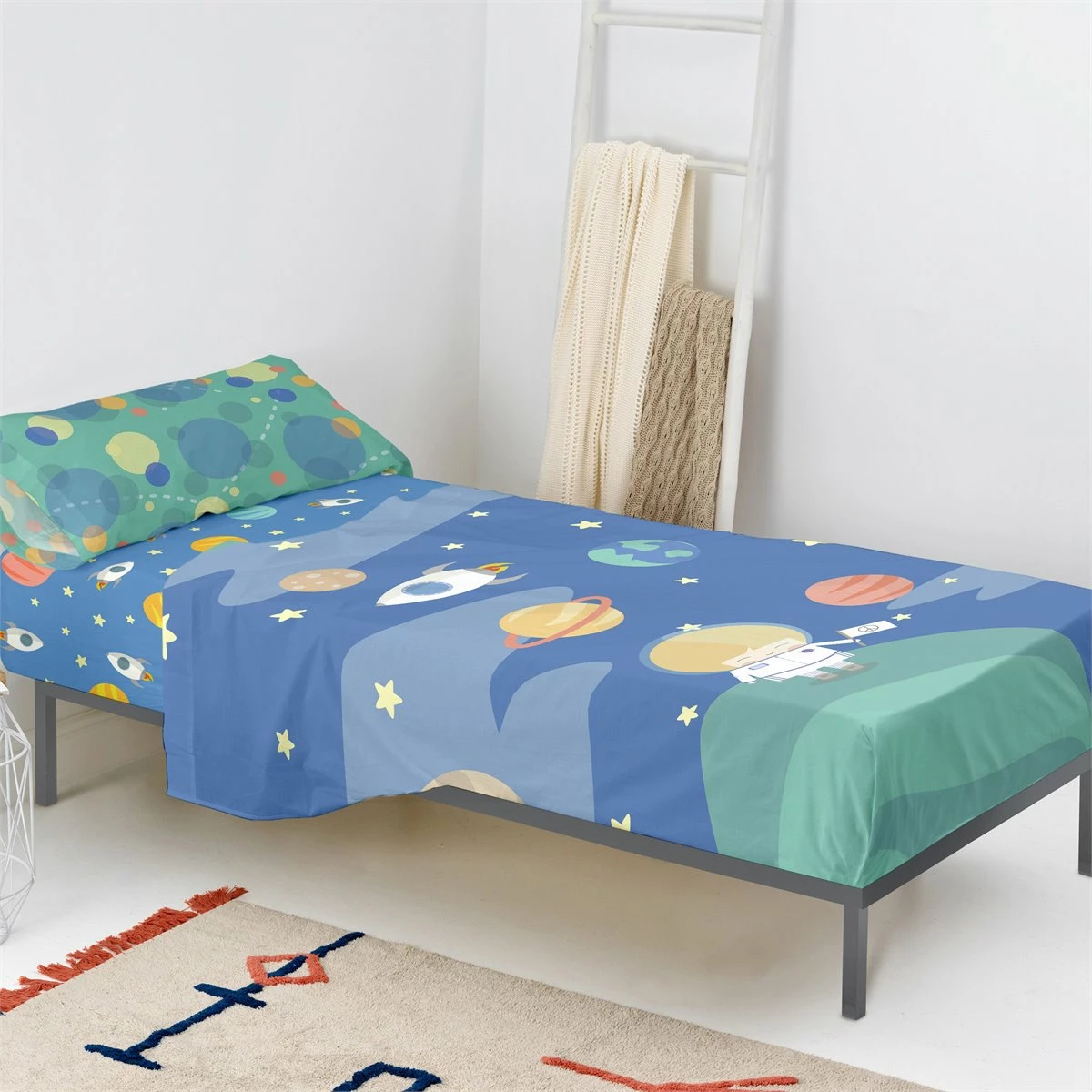 Astronaut Juego De Sábana Cama 80/90 (160x270 Cm) Multicolor 4 Astronaut Juego De Sábana Cama 80/90 (160x270 Cm) Multicolor - Imagen 3