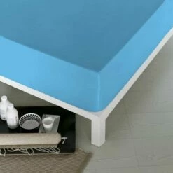 Sábana Bajera Ajustable Naturals Azul Cama De 90 (90 X 190 Cm)